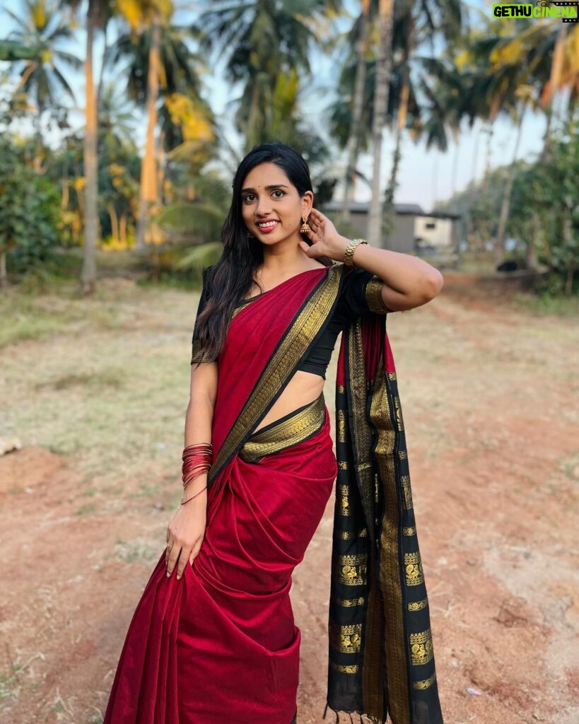 sai Dhanya Instagram - A beautiful red saree from @weddingstudio_skar Draped by @tweetys_touch #saree #red #styling #sareered #r #e