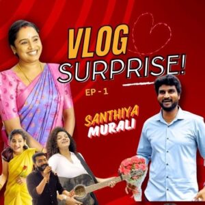 vj Santhiya Instagram - A Beautiful Love Story Unfolds! ✨❤️ We had the incredible honor of surprising newlyweds Sandhya and Murali on the sets of Vijay TV's 'Shaktivel.' From work stress to pure joy, everyone joined in to make this moment unforgettable. Seeing Murali's love and Sandhya's happiness reminds us why we believe in love. This VLOG is our first episode in a new surprise series, and it took 14 days to edit. The journey was challenging but so rewarding. Stay tuned for more episodes! #Surprise 
.
.
#LoveStory #VlogSeries #TheBatmanSociety #BirthdaySurprise #CoupleGoals"