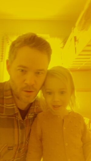 Aaron Ashmore Instagram - And my sweet Margot June and I partying!!! I love this little bud sooooo much too! ❤️❤️❤️