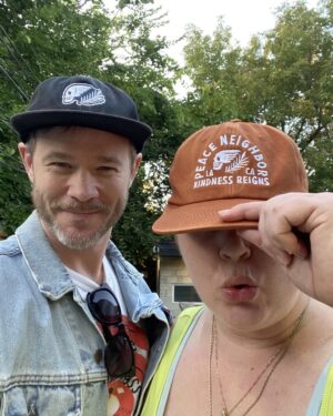 Aaron Ashmore Instagram - Just @thejessicagreco and I repping @peaceneighbor and @shawnrashmore
