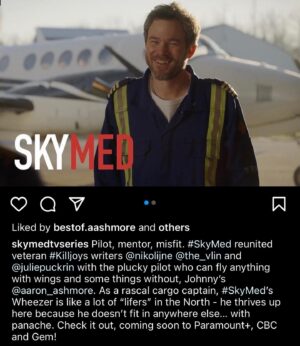 Aaron Ashmore Instagram - New show, new character! I got to reconnect with some old friends from my @killjoys days on this one. @juliepuckrin @sorchavasey @nikolijne and some new friends @vanessapiazza1 You guys are in for a wild ride with @skymedtvseries coming this summer!