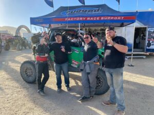 Aaron Kaufman Instagram - Mission accomplished 
P1 baby 
We won our class this year @ultra4racing king of the hammers. 
Big thanks to @ultra4escort and @baileycampbell35az for help getting to race day. 
 On race day we had a few challenges but fought through them with intensity finishing 1.5 hours ahead of P2. 
Brian drove great as always and let his talent shine in the rocks where very little passing room is afforded. 
Losing an axle a belt and a roll onto our lid couldn’t stop us. The boys in the pits did a great job keeping us rolling all day and it was great racing against our homies @dheiser11 and @its_petaaah 
#magnaflow 
#kingofthehammers 
#winnerwinnerchickendinner
#hotgolfcartaction