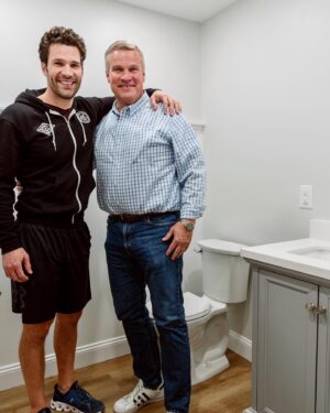 Aaron O'Connell Instagram - Holiday project: install a basement bathroom. Took it from the studs to all the finishes, and the best part was spending all that time with dad.  Happy New Year and wishing you all a happy and healthy 2023!
