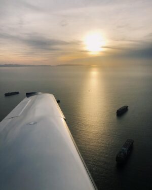 Aaron O'Connell Instagram - Best seat in the house. Sunset over the LA harbor. #cirruslife