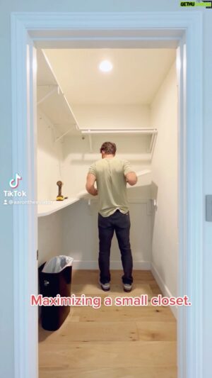 Aaron O'Connell Instagram - In a small house, every inch counts. 🔨 A closet renovation can eliminate big bulky furniture like dressers. This DIY project cost the same as 1 valuable square foot of LA real estate.  #diy #diyprojects #closetorganization #closetmakeover #smallspaces