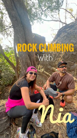 Abhinav Shukla Instagram - We worked in a TV Show 7-8 years ago.  Met few days ago and i asked her to join our Little Group for Outdoor Rock Climbing.  She surprised us.. did 3 pitches without stress but with lot of noise 😅😅😜😜. @niasharma90 @kartik_aayre  #outdoorrockclimbing #outdoor #outdoorwithabhinavshukla
