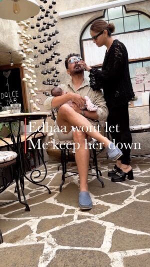 Abhinav Shukla Instagram - As someone who has RLS ( Restless Leg Syndrome) i need to sit with E& J for hours feeding or burping … that’s when i realised we keep scratching some part of out body every few seconds.  Dont trust me try it .. 😀 @rubinadilaik