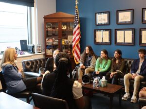 Abigail Spanberger Instagram - Congratulations to Fredericksburg Academy’s Kaylee Meier, McKenna Withers, Riya Menachery, & Riyan Golden — this year’s winners of the Congressional App Challenge! I was so impressed by all of the submissions my office received this year. Thank you to everyone who participated!