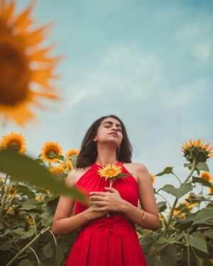 Abitha Venkat Instagram - I don’t think anyone can ever be unhappy in a sunflower field🌻❤️ The last pic was when I realized I had to drive back home 🥲
.
On cam, my early morning drive partner, @vigneshlk 🥲
.
..
#sunflowerfield #sunflowerfieldsphotography #summer #model #chennai #picoftheday #monday #insta #india #photooftheday #instagood #saturday #modelphotography #chennaimodel #abithavenkat #abithavenkataraman