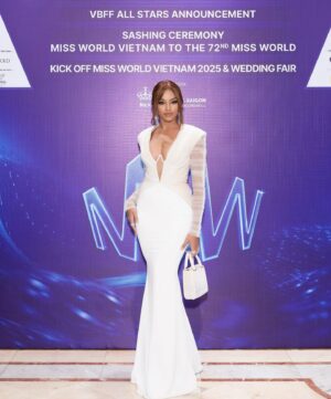 Aché Abrahams Instagram - Glam in Vietnam✨ #MrWorldPressConference