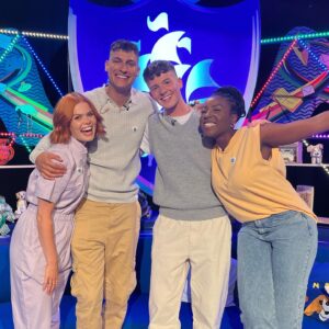 Adam Beales Instagram - 1 YEAR AGO since I hopped off the big blue ship #BluePeter 💙 A day that I’ll never forget. This little BP family helped me so much; words cannot describe. It feels like a lot has happened in a year 😂🤯 Loved every single person who worked on this amazing show. Annnnndddd, I’m just as excited to begin filming SEASON 2 of my own show on Monday! @cbbc 👀 #iprobablywasntsupposedtosaythat #sorrycbbc