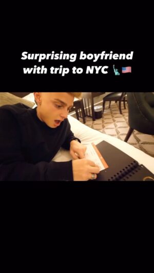 Adam Beales Instagram - It was our first anniversary. I had to make it special! 🗽

Love you @d01minic ♥️

Here’s to many more anniversaries and christmases 🥂🎄

NYC was SO cool btw!! 🇺🇸🤩

#reels #surprise #gift #gay #couple #gayman #emotional #money #dreams #success #motivation #grind #nyc #newyork