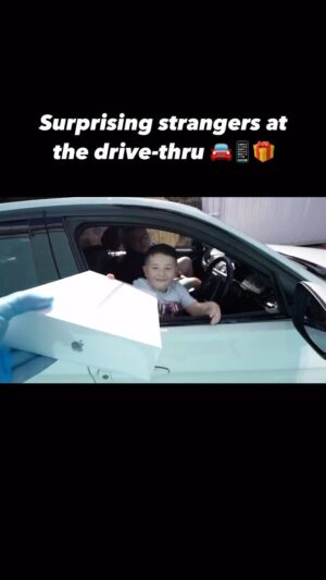 Adam Beales Instagram - The look on their faces!! 🥺❤️

I quite like working at the drive-thru! 🚘🎁

Should I open my own drive-thru? 😂

#reels #surprise #gift #emotional #money #dreams #success #motivation #grind #drivethru