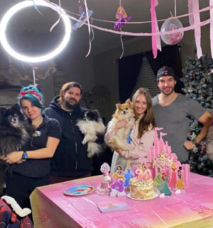 Adam Hagenbuch Instagram - My lovely beautiful girlfriend @kaylaradomski4 turned 30 this week! Obviously she deserved a great party full of friends and lights and music. Unfortunately, besides the quarantine, the gods also saw fit to knock out our power and internet for the week of her party so we we forced to improvise. Fortunately all of my friends work in film and we managed to light the house like we were on a location shoot with battery power.