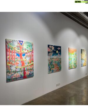 Adam Lucas Himebauch Instagram - A painting painted in early November. This one is heavy on the whimsy and definitely plays with the trope of my inner child being addicted to cartoons and video games.

Appropriately titled “Dove Tales Woohoo,” the painting was shown in South Korea last week as part of an exhibition by @shin_gallery. A few additional paintings of mine were shown as well. Very grateful. 🙏

But it’s so funny where paintings can take you! Not focusing on the previous or the next, rather placing emphasis on whichever canvas is being worked on at the moment. To quote 1994’s Oscar award winning film, you never know what you’re gonna get. 🕊️