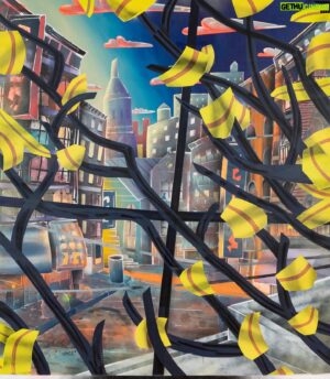 Adam Lucas Himebauch Instagram - :
“Fully Watered Downtown Window Plant”
96 x 84 inches 2023

A large windowscape from the inside looking out. Part of Adam’s Never Ever Land exhibition currently on view at @ceysson_benetiere NYC. Visit the paintings (along with the artist) IRL until March 16th. Digital visitors welcome at www.himebauch.live -Sydney 🚀