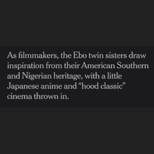 Adamma Ebo Instagram - One thing we're always preaching is the gospel of the Africa Diaspora, and how it drives art and popular culture. Big ups to the @nytimes and @lynseychutel for featuring us in this dope series. We love being Black American, Southern, and Nigerian.✊🏿🇳🇬