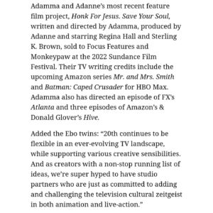 Adamma Ebo Instagram - In a committed relationship with someone other than each other. 

Hype to be in this overall with 20th. 📺

📸: @kimnewmoney
🎨🖌: @jolieart_nshit