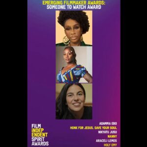Adamma Ebo Instagram - If y'all would've told me back in 2018, when I graduated from film school with my MFA in directing, that my satirical, tonally fluid, black as hell lil character study would be nominated for any kind of award... I probably would've told y'all to stop playing with me. 

Nominated for an Independent Spirit Award... not sure I really have the words to express how this feels. 

BUT I could talk about @morereginahall allllllllll damn day. Regina, I'm never not blown away by damn near every performance you've ever given us. You've been a staple in Black Hollywood for freaking ever, and the life and pain and comedic genius you breathed into Trinitie Childs is only a fraction of the talent and spirit you've got in that five foot even lil bit body. 

This is more than well deserved. Proud is a goddamn understatement. 

Shout out to Team Honk Man. 

Shout out @adanne.ebo, my other half and the other half of this film. 

And shout out God. Always over there doing and doing it - and doing it well.