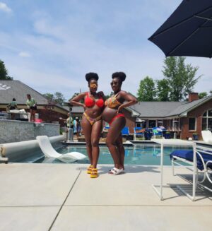 Adamma Ebo Instagram - June 10th, 2023. 

A relaxing floating brunch birthday with the Mama to be/soulmate. 

Cheers to year 32🍍🍗👙✌🏿