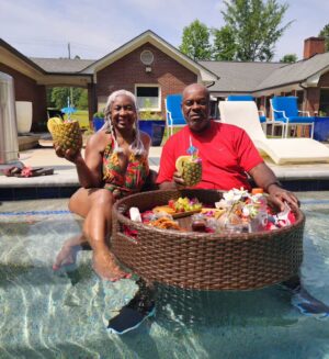 Adamma Ebo Instagram - June 10th, 2023. 

A relaxing floating brunch birthday with the Mama to be/soulmate. 

Cheers to year 32🍍🍗👙✌🏿