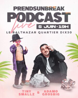 Adamo Marinacci Instagram - On est en show le 5 juin prochain à Brossard ‼️‼️

Prends un Break sera en show le 5 juin prochain au @lebalthazar_resto du Quartier DIX30 avec comme invités nul autre que @adamo.grosbig et @imtinysmallz 🔥 On va jaser avec vous et répondre à vos questions, le tout dans une ambiance légère et festive 🍸

Les billets partent vite et on est seulement à 10 jours de l’événement, alors n’attends pas et prends ton billet 🎟️ Le lien est dans la bio 😁