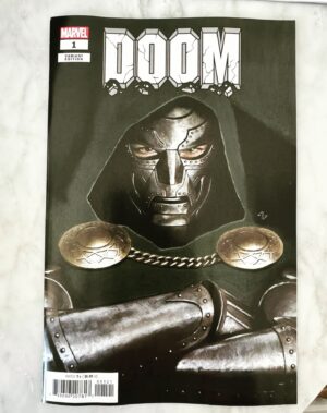 Adi Granov Instagram - This is out this week I think. Doom 1 variant cover. There is also a virgin variant too, but that seems to be 1/100, so good luck!

#drdoom #fantasticfour #marvel #adigranov