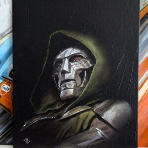 Adi Granov Instagram - That was a worthwhile experiment. First time using acrylic paint on mounted canvas. It really forces you to be looser, which wouldn't work for my more detailed work, but definitely does for portraits like this. Same technique as most of my work though, so the only difference is the surface. I'll do more when I have the time.

#drdoom #marvel #adigranov