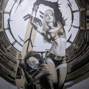 Adi Granov Instagram - Process, process...

This is all just acrylic paint on watercolour board. The board is regular white which I prime with a specific mix of warm grey. Then it's just push and pull, like sculpting in 2D.

#psylocke #magik #xmen #marvel #adigranov