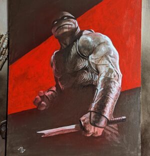 Adi Granov Instagram - I've never painted TMNT before, and I probably never will again, but I wanted to do the most tank like version that I could. I don't think this guy would be sneaking up on anyone, more just plowing through everything in the way.

Acrylic paint on watercolour board