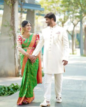 Aditi Prabhudeva Instagram - With the right person, LOVE is a BLESSING ❤️ @yashas.patla 
.
.
.
.
@rainbow_photography_official 🌷
@artistryby_priyankaharish ⚘️
@mehendistoriesbykiran 🎊