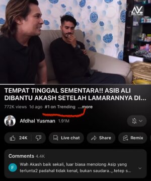 Afdhal Yusman Instagram - Alhamdulilaah Ya Allah Trending 1 di Youtube sobaaat!!! Banyak yang sayang sama Asib Ali ❤️, Terimakasih sobat semuanya yang udah support @ayofficial_ytb 

Makasii @akashellahi @dapikafdhalyusman , yuuk kita sama2 support Asib Ali biar dia lebih kuat dan bisa Tersenyum lagi 🙏🏻