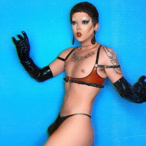 Aiden Zhane Instagram - When you’re Mommy but you’re also Daddy 😈😏

Latex Harness: @marcusbearder
Eyes: @pseyechelenses