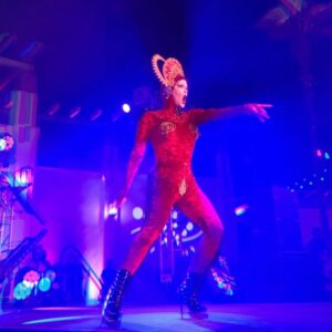 Aiden Zhane Instagram - Had so much fun @unistudios 
Feels good to be doing drag on a stage again instead of indoors from the waist up 😜