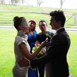 Aimee Mullins Instagram - Celebrating one beautiful month of being married to my best Friend! The 1st of May was a gorgeous rainy day with (The Most Reverend!) @eatkinsdiet as our Officiant (The Most Divine) @betonyvernon as our Witness...an elopement in the field got moved into the compost shed. Our kind of magical day.❤️👰🏼👨🏻🔛🍾❤️