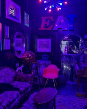 Ainsley Bailey Instagram - one of my favorite things about doing comedy is getting to hang out in green rooms lit like laser tag arenas 👾🪩