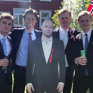 Aksel Hennie Instagram - Happy Birthday Norway! ...unable to attend fully, so happy these guys bought the standee! Please don’t let me drink too much @larsgunders @henrikfaye @espengrodem @william_august