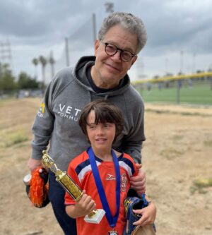 Al Franken Instagram - Mighty grateful for all the birthday wishes from everyone! Started the day at grandson Joe’s soccer game. This is not a “participation trophy,” they got 2nd place. Later his sister Avery helped me blow out my birthday candle. Kinda perfect!