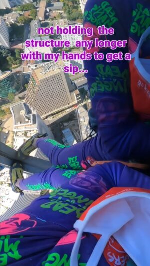 Alain Robert Instagram - Not holding  the structure  anylonger  and relying  only on your balance with  more than  150m  above the ground  and without  any safety  seems surreal  as it is a matter of life and death but actually  it's not . I have been climbing  freesolo  for fifty  years on rocks and on buildings  and obviously I have developed  my mind but also the physical aspect  that is allowing  me to handle such situation as safely  as I can .  There again do not underestimate  your body and your physical and mental  abilities  whom are your best assets. 
#climbing #freesolo #mindset #resilience #challenge #adventure #masteringfear #climbinginspiration