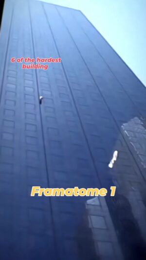 Alain Robert Instagram - those are 6 of the hardest buildings  in the world  that I have climbed  freesolo  back in the days . 
1 Framatome in la dèfense 1998 maybe 8a
2 Sears tower in Chicago 1999 close to 8a 
3 Holiday Inn in Johannesburg 1998 could be 7c 
4 OUB in Singapore 2000 close to 7c
5 Blue Cross Philadelphia 1997 close to 7b with only one Crack as if having a bigger span you'll be able to use 2 and it may be only 6c . 
6 Bank of Slovakia in 1998 only 7ab  as it is a short building . 
Once again  those are only suggestions  as none of those buildings  has ever been repeated . 
#Climbing #freesolo #challenge #resilience #pushingthelimit #climbinginspiration