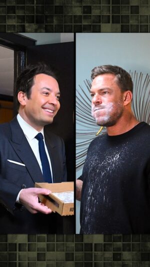 Alan Ritchson Instagram - Who ate Jimmy’s powdered donuts? @alanritchson #FallonTonight #Reacher