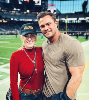 Alan Ritchson Instagram - Had a blast at the @raiders game with my pretty partner in crime @catritchson. Now go watch season 2 of Reacher!