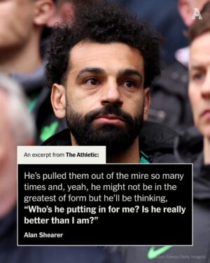 Alan Shearer Instagram - The tension between Mohamed Salah and Jurgen Klopp was obvious last weekend - @alanshearer knows exactly how the Egyptian will have felt.

#LFC