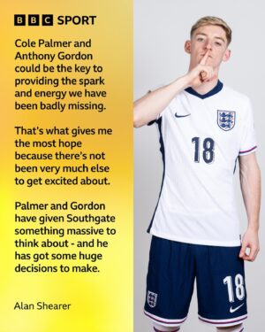 Alan Shearer Instagram - @alanshearer thinks Cole Palmer and Anthony Gordon can make the difference next game ⭐️

#BBCEuros #Euro2024 #AlanShearer #ColePalmer #AnthonyGordon #England