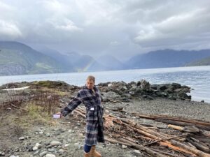Alan Tudyk Instagram - Happy Pride Month. Alan is pictured in front of a naturally festive Canadian rainbow wearing an unstructured cotton torso wrap with truncated train and matching belt. His trousers are variable waist, cotton, slim leg, anti-culottes. His boots are always out of style uggs. Lovely :)