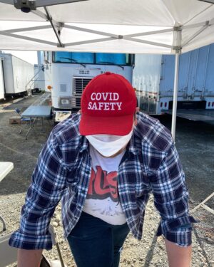 Alan Tudyk Instagram - On set of Resident Alien - we get our temp taken first thing. The Covid safety hats make me feel unsafe.