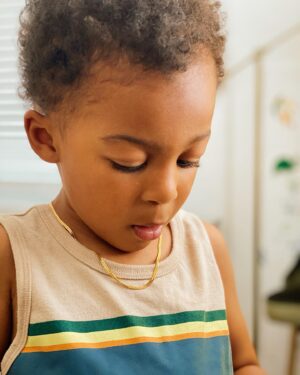 Alana Mayo Instagram - He didn’t *technically* ask for a herringbone chain for his bday, but clearly it’s what he wanted 🤷🏾‍♀️ Happy 4th Marley!!!
