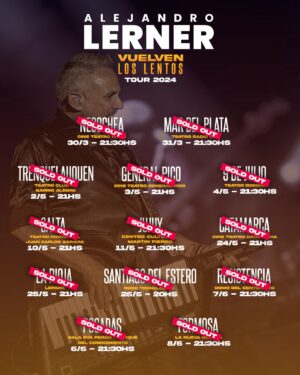 Alejandro Lerner Instagram - 🫶 Felices de hacer lo que amamos! 
Gracias a todos los que son y fueron parte de #VuelvenLosLentos Tour 2024! 
13 shows   de 10mil personas y muuuucha magia ! 

Se vienen más fechas !! Pronto les estaré contando!