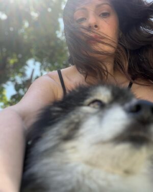 Aleksa Palladino Instagram - Proof of life post. Me & Lou. I want coffee.