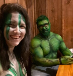 Alessandra Torre Instagram - Last night was short but sweet. Big props to @mkarts for our Hulk and She-Hulk designs. Stop by @irishkevinsbar to book your paint appt. 
🎃 #fantasyfest2021 #keywestfl #bodypainting #halloween #halloweencostumes #fantasyfest